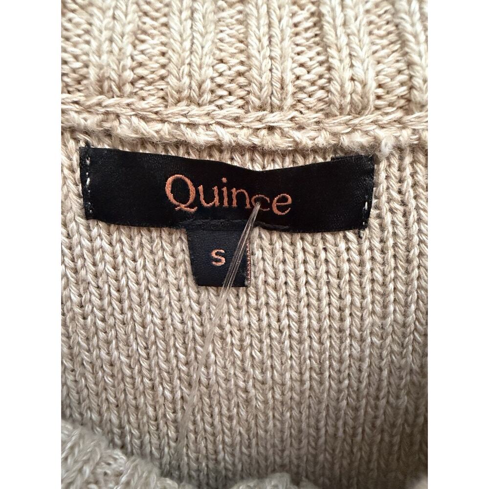 QUINCE Speckled Beige 100% ORGANIC COTTON Cropped CARDIGAN Sz S Minimalist Prepp - Picture 9 of 15